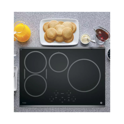 GE Profile PHP9030SJSS 30 Inch Induction Cooktop with 4 Cooking Zones, SyncBurners, Digital Red LED Touch Controls, Kitchen Timer, Control Lock, All-Off Feature, Hot Surface Indicator Light, ADA Compliant and GE Fits! Guarantee: Stainless Steel