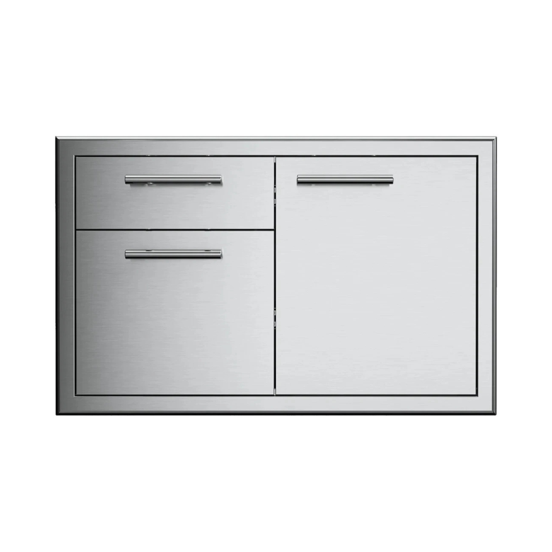 XO XOG36COMBO 36 Inch Single Roll Out Door and Drawer with Maximum Access Utility, 304 Stainless Steel Construction, Matching Pro Style Handles and Soft Close Doors