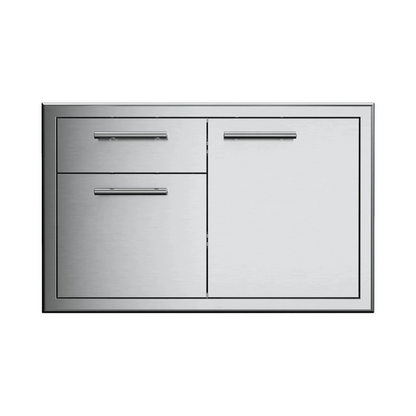 XO XOG36COMBO 36 Inch Single Roll Out Door and Drawer with Maximum Access Utility, 304 Stainless Steel Construction, Matching Pro Style Handles and Soft Close Doors
