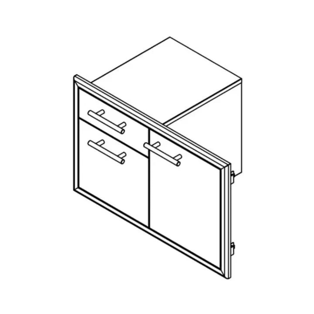 XO XOG36COMBO 36 Inch Single Roll Out Door and Drawer with Maximum Access Utility, 304 Stainless Steel Construction, Matching Pro Style Handles and Soft Close Doors
