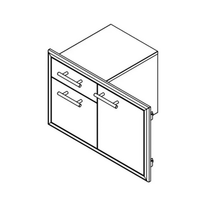 XO XOG36COMBO 36 Inch Single Roll Out Door and Drawer with Maximum Access Utility, 304 Stainless Steel Construction, Matching Pro Style Handles and Soft Close Doors