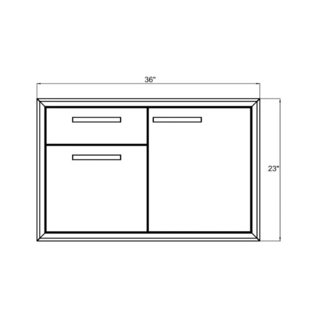 XO XOG36COMBO 36 Inch Single Roll Out Door and Drawer with Maximum Access Utility, 304 Stainless Steel Construction, Matching Pro Style Handles and Soft Close Doors