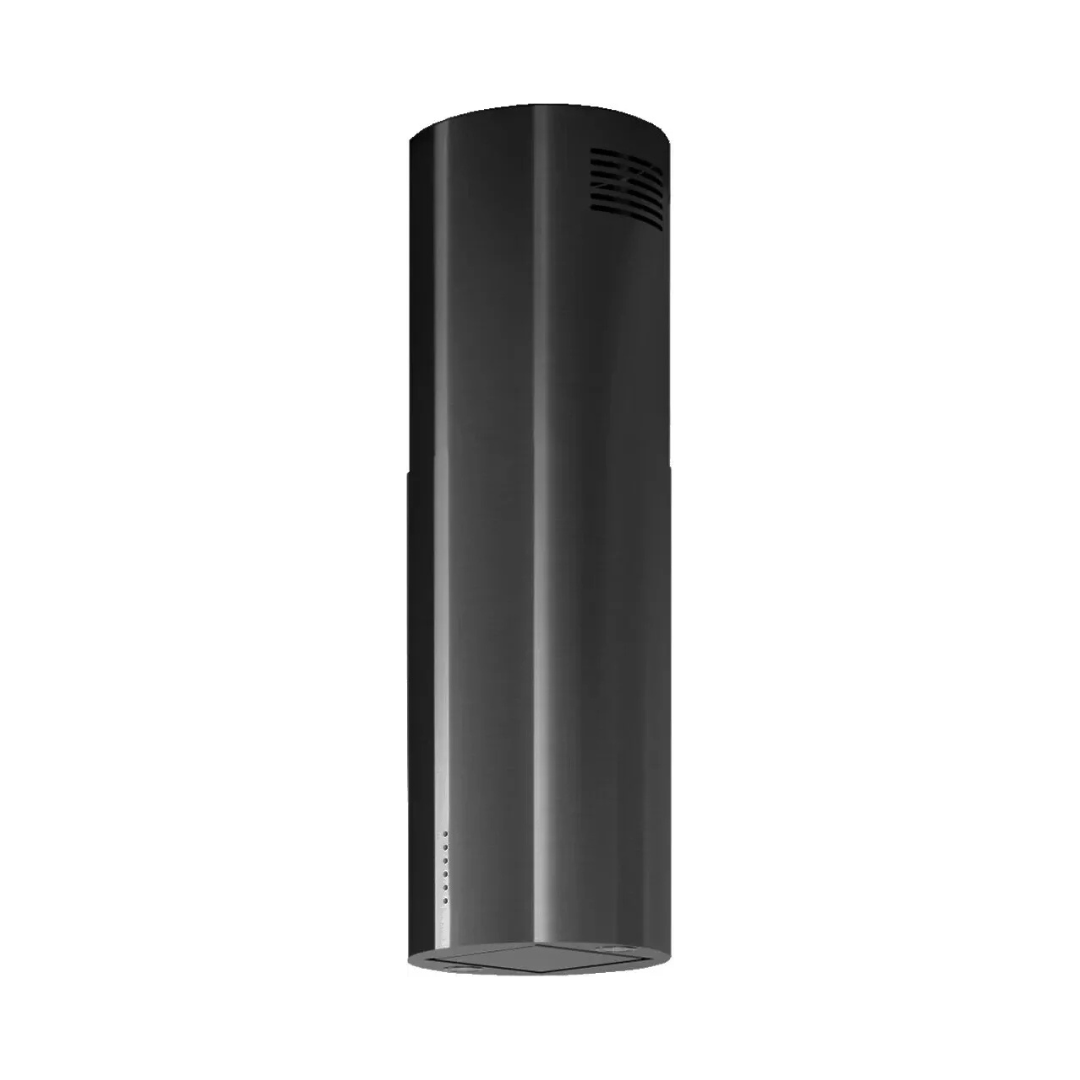 XO XOCYLI16BC 16 Inch Cylinder Island Mount Range Hood with 4 Speed 395/600 CFM Motor, Code Compliance Controls, LED Lights, Dishwasher Safe Aluminum Filters, Perimeter Aspiration, and Optional Recirculating Kit: Black