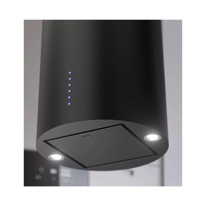 XO XOCYLI16BC 16 Inch Cylinder Island Mount Range Hood with 4 Speed 395/600 CFM Motor, Code Compliance Controls, LED Lights, Dishwasher Safe Aluminum Filters, Perimeter Aspiration, and Optional Recirculating Kit: Black