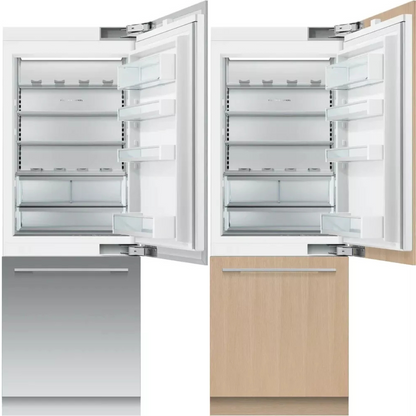 Fisher & Paykel Series 9 RS3084WRU1 30 Inch Integrated Panel Ready Bottom Freezer Refrigerator with Frost Free Freezer, Sabbath Mode, Humidity-Controlled System, Inverter Controlled Compressor, Water Dispenser, Ice Maker: Right Hinge