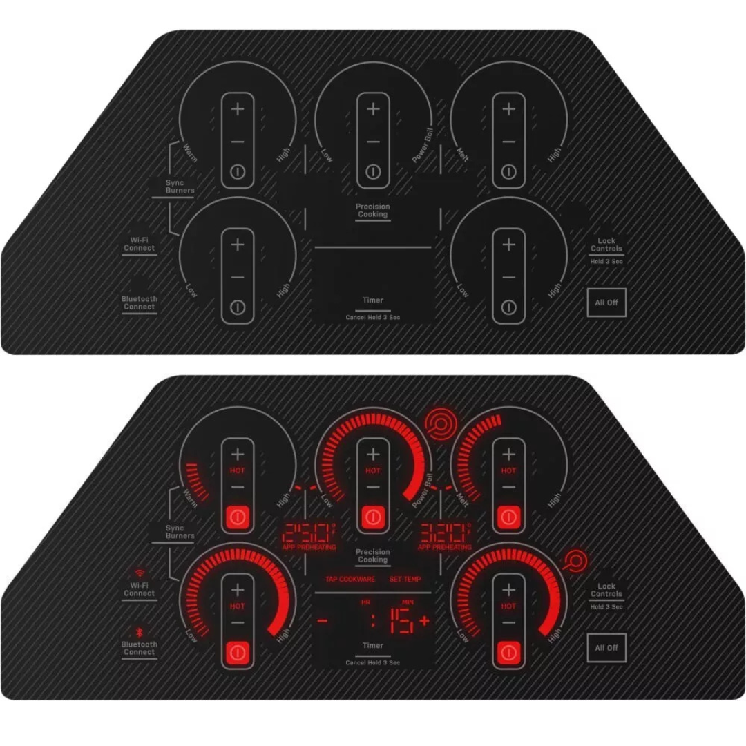 GE Profile PEP9030DTBB 30 Inch Electric Smart Cooktop with 5 Elements, Smooth Glass Surface, SyncBurners, Tri/Dual Ring Elements, Wi-Fi, Guided Cooking, Touch Controls, Power Boil, Precision Temperature Control, and ADA Compliant