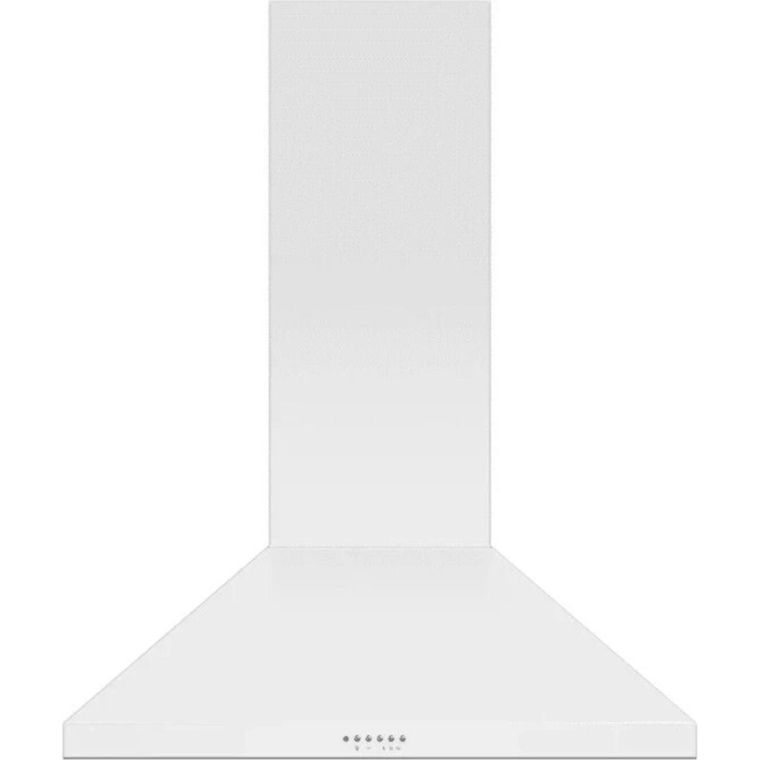 Fisher & Paykel Series 7 Classic Series HC36PCW1 36 Inch Wall Mounted Pyramid Range Hood with 3 Fan Speeds, 600 CFM Blower, Touch Button Controls, LED Lighting, Dishwasher-Safe Mesh Filters, and Height-Adjustable Flue: White