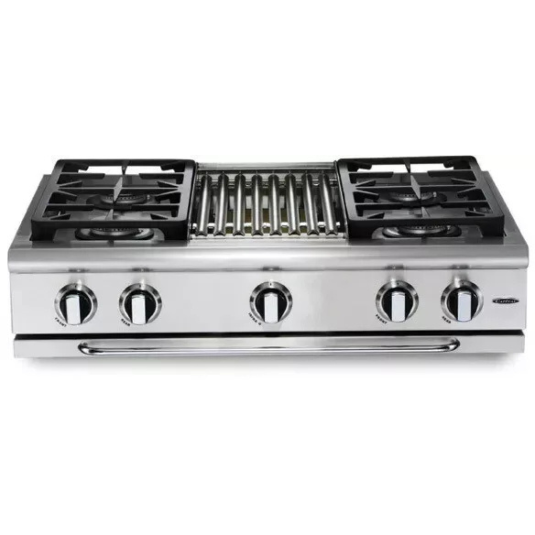 Capital Precision Series GRT366N 36 Inch Pro-Style Gas Rangetop with 6 Power-Flo Sealed Burners w/ Simmer and Auto-Ignition/Re-Ignition (Not Exact Image): Natural Gas