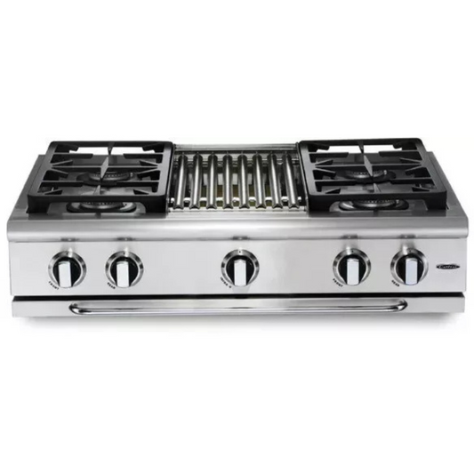 Capital Precision Series GRT366N 36 Inch Pro-Style Gas Rangetop with 6 Power-Flo Sealed Burners w/ Simmer and Auto-Ignition/Re-Ignition (Not Exact Image): Natural Gas
