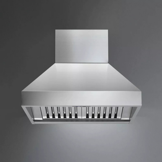 Falmec FPDPR36I9SS3 Pyramid Chimney Style Island Mount Range Hood with 3-Speed Internal Motor, Slider Controls, Baffle Filters, LED Lighting, and Stainless Steel Finish