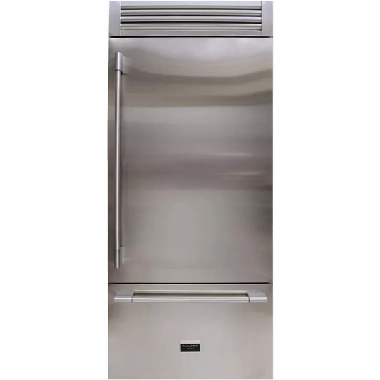 Fulgor Milano Sofia 700 Series F7PBM36S2R 36 Inch Built-In Bottom Freezer Refrigerator with 18.5 cu. ft. Total Capacity, Ice Maker, Total No Frost, LED Lighting, Deep-Freezing, and Holiday Mode: Right Hinge