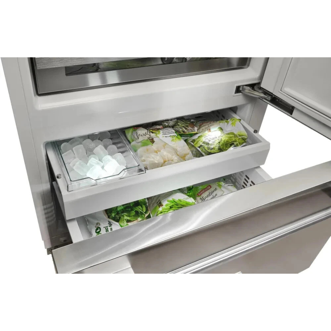 Fulgor Milano Sofia 700 Series F7PBM36S2R 36 Inch Built-In Bottom Freezer Refrigerator with 18.5 cu. ft. Total Capacity, Ice Maker, Total No Frost, LED Lighting, Deep-Freezing, and Holiday Mode: Right Hinge