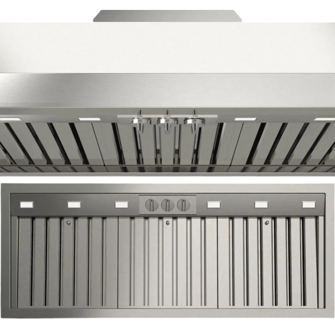 48 Inch Under Cabinet Range Hood with 4 + 4-Speed/1000 CFM Blower, Heavy-Duty Knob Controls, LED Lighting, Baffle Filters, 75 dB Sound Level, Dual Fan Motors, Convertible Venting System, and AISI 430 Scotch Brite Stainless Steel