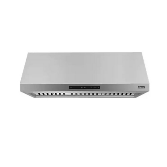 Dacor DHD48U990CS 48 Inch Wall Mount Smart Range Hood with 4-Speed/1200 CFM Blower, Glass Touch Control, Strip LED Lighting, Dishwasher-Safe Baffle Filters, Auto-On Heat Sensors, Multi-Speed Fan, and Noise Dampening System: Silver Stainless