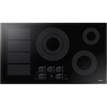 Dacor Transitional DTI36P876BB 36 Inch Induction Smart Cooktop with 5 Element Burners, Ceramic Glass Surface, Flex Zone™, Residual Heat Indicator, Auto Pan Detection, Touch Control, Kitchen Timer, Simmer/Melt, Child Safety Lock, and 13 + 2 Power Boost
