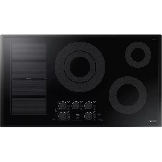 Dacor Transitional DTI36P876BB 36 Inch Induction Smart Cooktop with 5 Element Burners, Ceramic Glass Surface, Flex Zone™, Residual Heat Indicator, Auto Pan Detection, Touch Control, Kitchen Timer, Simmer/Melt, Child Safety Lock, and 13 + 2 Power Boost