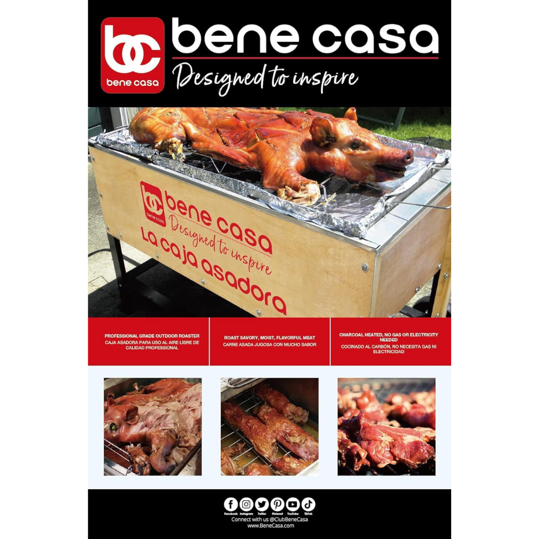 Bene Casa Caja Asadora Roasting Box, 70lb Capacity, Outdoor Roasting Box Portable