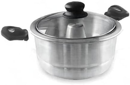 Bene Casa - Aluminum Flan Mold Double Boiler with Glass Lid (1.6 Liter) - Includes Aluminum Inner Pan (8") - Dishwasher Safe BC-58378