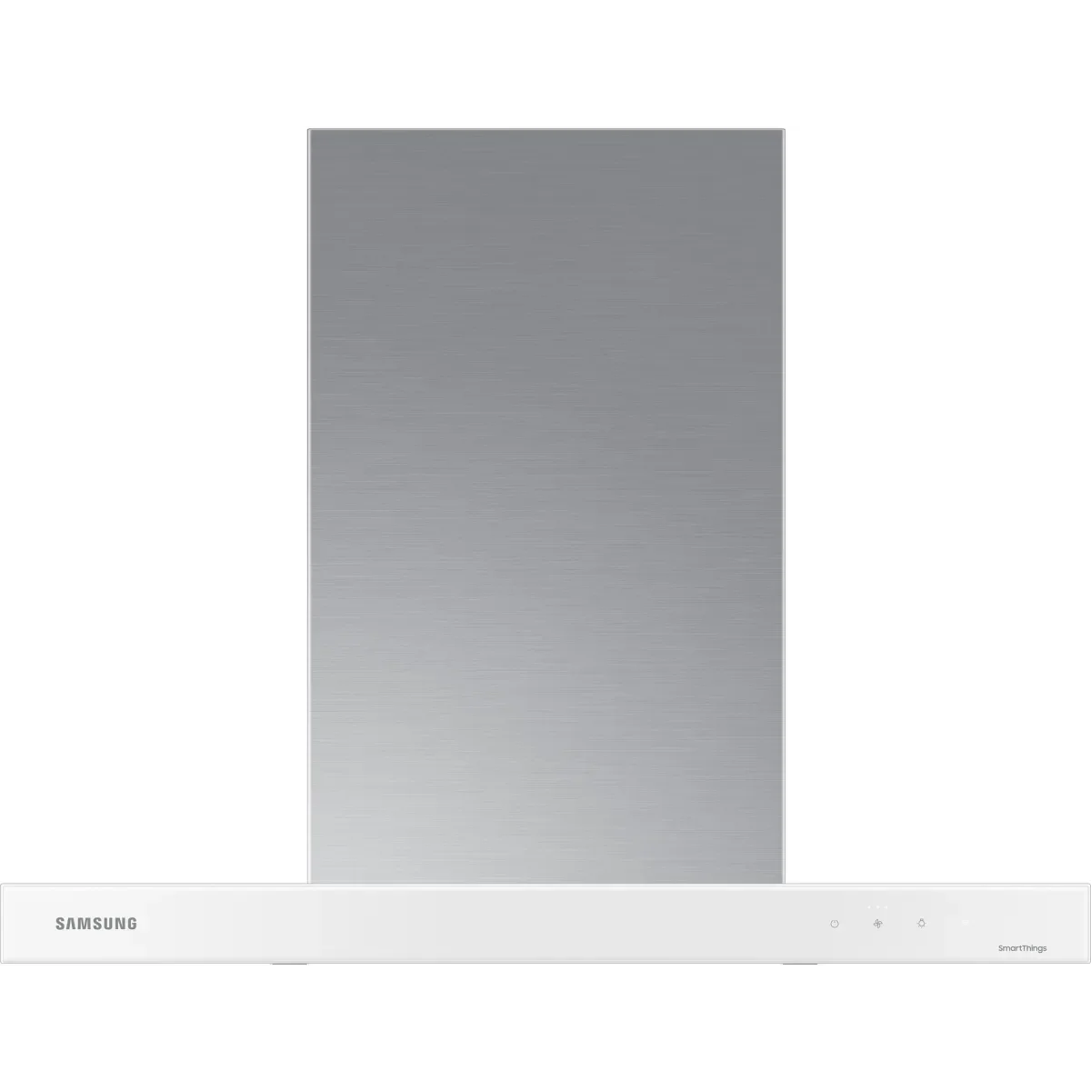 Samsung BESPOKE NK30CB600W12 30 Inch Smart Wall Mount Chimney Range Hood with 630 CFM Fan, 4 Speeds, 52 dBA, Wi-Fi Connectivity, LED Bar Lighting, Touch Controls, Dishwasher Safe Baffle Filters, and ADA Compliance: Clean White Panel