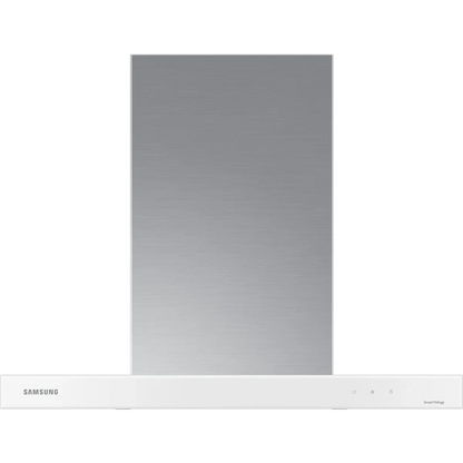 Samsung BESPOKE NK30CB600W12 30 Inch Smart Wall Mount Chimney Range Hood with 630 CFM Fan, 4 Speeds, 52 dBA, Wi-Fi Connectivity, LED Bar Lighting, Touch Controls, Dishwasher Safe Baffle Filters, and ADA Compliance: Clean White Panel