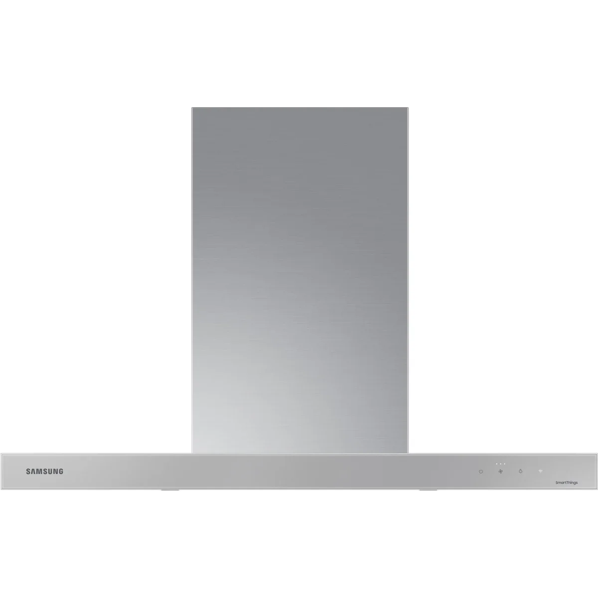 Samsung BESPOKE NK36CB600WCG 36 Inch Smart Wall Mount Chimney Range Hood with 630 CFM Fan, 4 Speeds, 52 dBA, Wi-Fi Connectivity, LED Bar Lighting, Touch Controls, Dishwasher Safe Baffle Filters, and ADA Compliance: Clean Grey Panel