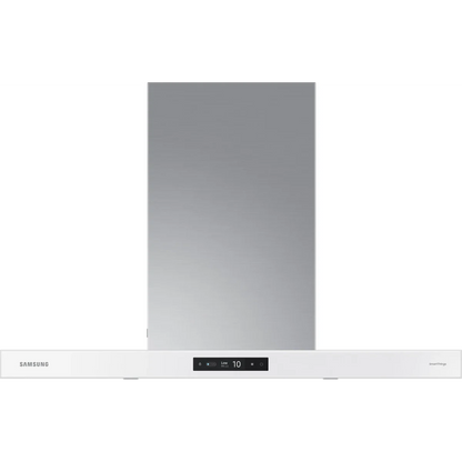 Samsung NK36CB700W12 36 Inch Smart Wall Mount Chimney Range Hood with 630 CFM Fan, 4 Speeds, 50 dBA, Wi-Fi Connectivity, Triple Air Sensor, LED Bar Lighting, Touch Controls, Dishwasher Safe Baffle Filters, and ADA Compliance: Clean White Panel