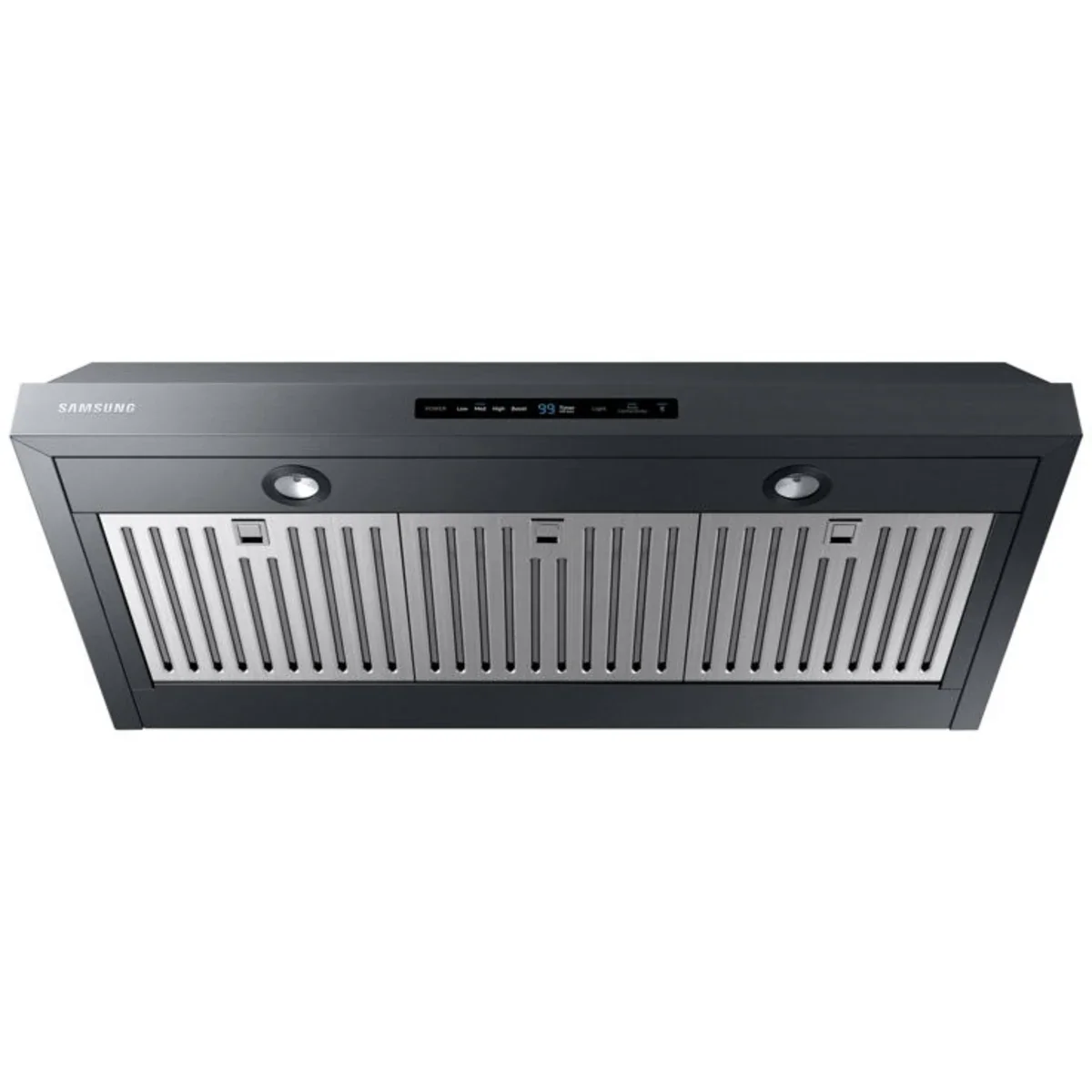Samsung NK36N7000UG 36 Inch Under Cabinet Smart Range Hood with 4-Speed/390 CFM Blower, Digital Touch Control, LED Lighting, Removable Baffle Filter, Bluetooth®, Wi-Fi Monitoring, and ADA Compliant: Fingerprint Resistant Black Stainless Steel
