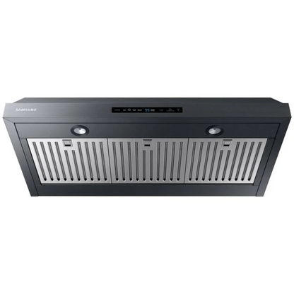 Samsung NK36N7000UG 36 Inch Under Cabinet Smart Range Hood with 4-Speed/390 CFM Blower, Digital Touch Control, LED Lighting, Removable Baffle Filter, Bluetooth®, Wi-Fi Monitoring, and ADA Compliant: Fingerprint Resistant Black Stainless Steel