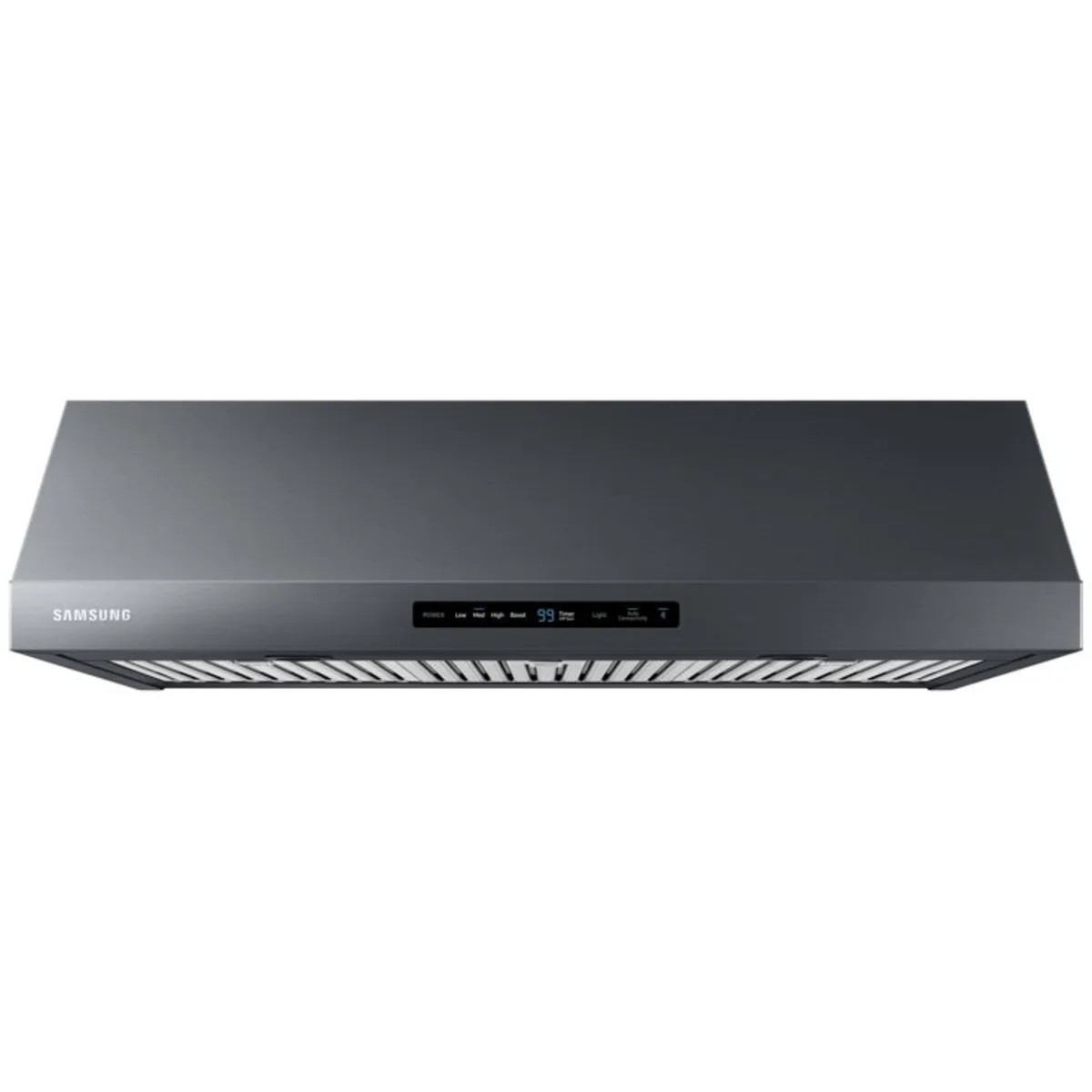 Samsung NK36N7000UG 36 Inch Under Cabinet Smart Range Hood with 4-Speed/390 CFM Blower, Digital Touch Control, LED Lighting, Removable Baffle Filter, Bluetooth®, Wi-Fi Monitoring, and ADA Compliant: Fingerprint Resistant Black Stainless Steel