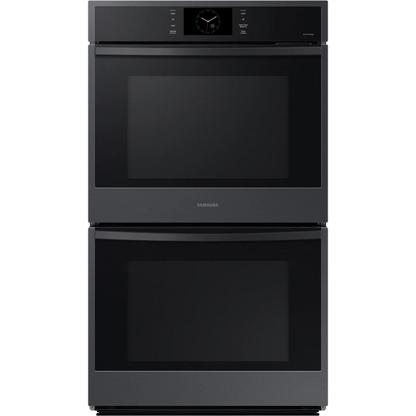 Samsung NV51CG600DMT 30 Inch Double Electric Smart Wall Oven with 10.2 cu. ft. Dual Convection Oven, Self+Steam Clean, Air Fry, Steam Cook, Air Sous Vide, Sabbath, and Gliding Rack: Matte Black Steel