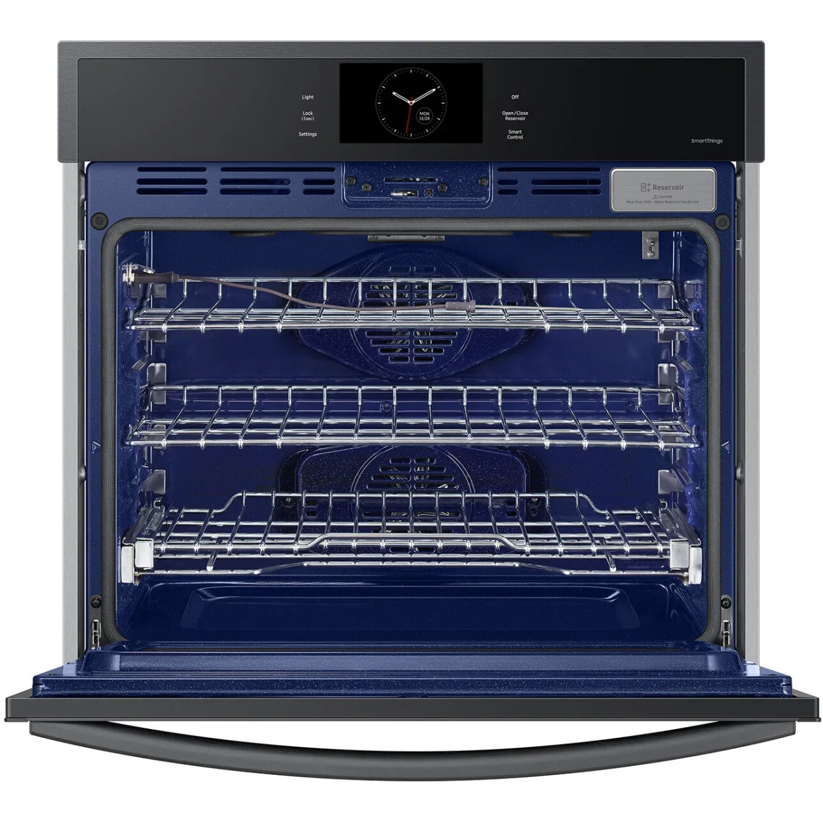 Samsung NV51CG600SMT 30 Inch Single Electric Smart Wall Oven with 5.1 cu. ft. Dual Convection Oven, Self + Steam Clean, Air Fry, Steam Cook, Air Sous Vide, Sabbath Mode, and Gliding Rack: Matte Black Steel