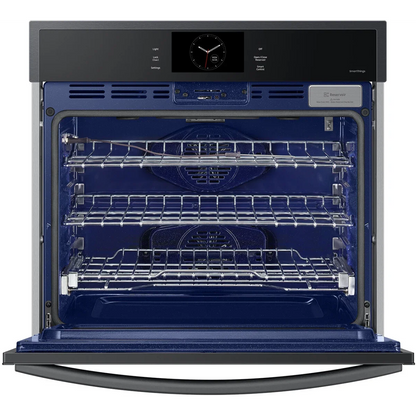 Samsung NV51CG600SMT 30 Inch Single Electric Smart Wall Oven with 5.1 cu. ft. Dual Convection Oven, Self + Steam Clean, Air Fry, Steam Cook, Air Sous Vide, Sabbath Mode, and Gliding Rack: Matte Black Steel