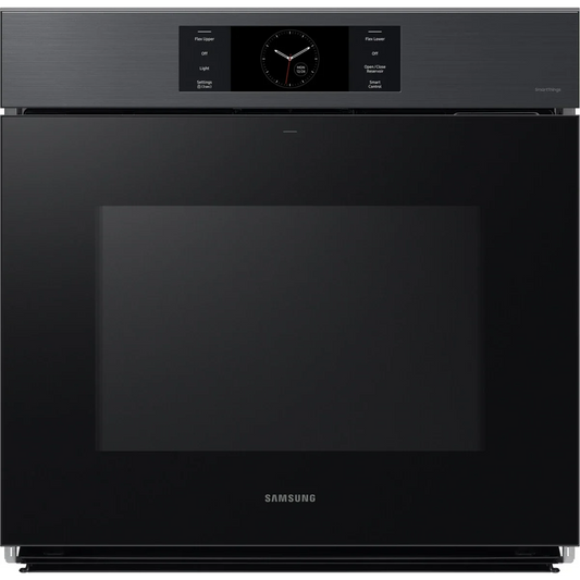 Samsung NV51CG700SMT 30 Inch Single Smart Electric Wall Oven with 5.1 Cu. Ft. Capacity, AI Pro Cooking™ Camera, Handle-Free Door Design, Flex Duo™, Air Fry, Probe, 7-Inch LCD Display, Steam Cook, Self-Clean and Sabbath Mode: Matte Black