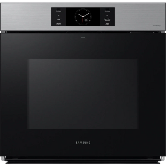 Samsung NV51CG700SSR 30 Inch Single Smart Electric Wall Oven with 5.1 Cu. Ft. Capacity, AI Pro Cooking™ Camera, Handle-Free Door Design, Flex Duo™, Air Fry, Probe, 7-Inch LCD Display, Steam Cook, Self-Clean and Sabbath Mode: Stainless Steel