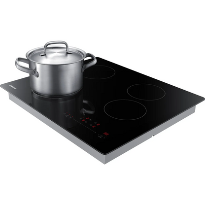 Samsung NZ24T4360RK 24 Inch Electric Cooktop with 4 Burner Elements, Smooth Glass Ceramic Surface, Digital Touch Controls, Hot Surface Indicator, Kitchen Timer, Easy-to-Clean Surface, and Child Safety Lock: Stainless Steel Trim