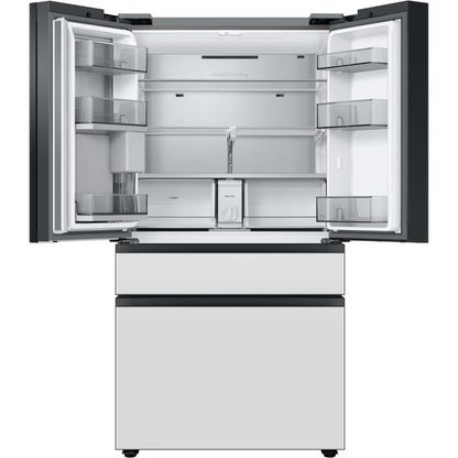 Samsung BESPOKE RF29BB86004M 36 Inch Smart 4-Door French Door Refrigerator with 29 cu. ft. Total Capacity, Beverage Center, FlexZone™ Drawer, Dual Auto Ice Maker, Wi-Fi, ADA: Morning Blue Glass Top Panel with White Glass Middle,Bottom Panels