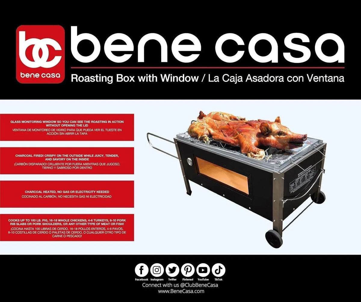 Bene Casa Black Caja Asadora Roasting Box with Window, 100lb BC-77185