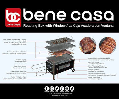 Bene Casa Black Caja Asadora Roasting Box with Window, 100lb BC-77185