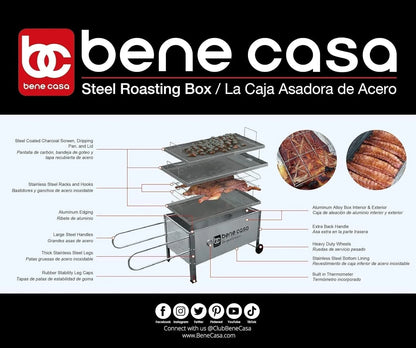 Bene Casa Black Caja Asadora Roasting Box with Window, 100lb (Steel) BC-77186