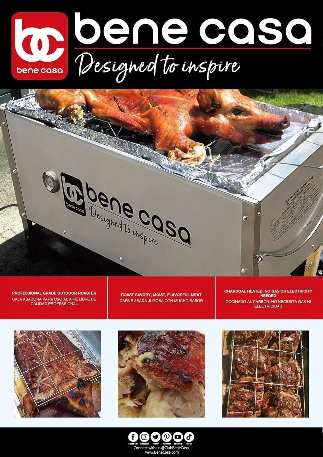 Bene Casa Black Caja Asadora Roasting Box with Window, 100lb (Steel) BC-77186