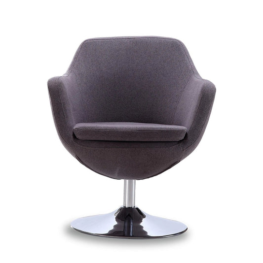 Manhattan Comfort Caisson Faux Leather Swivel Accent Chair in Gray AC028-GY