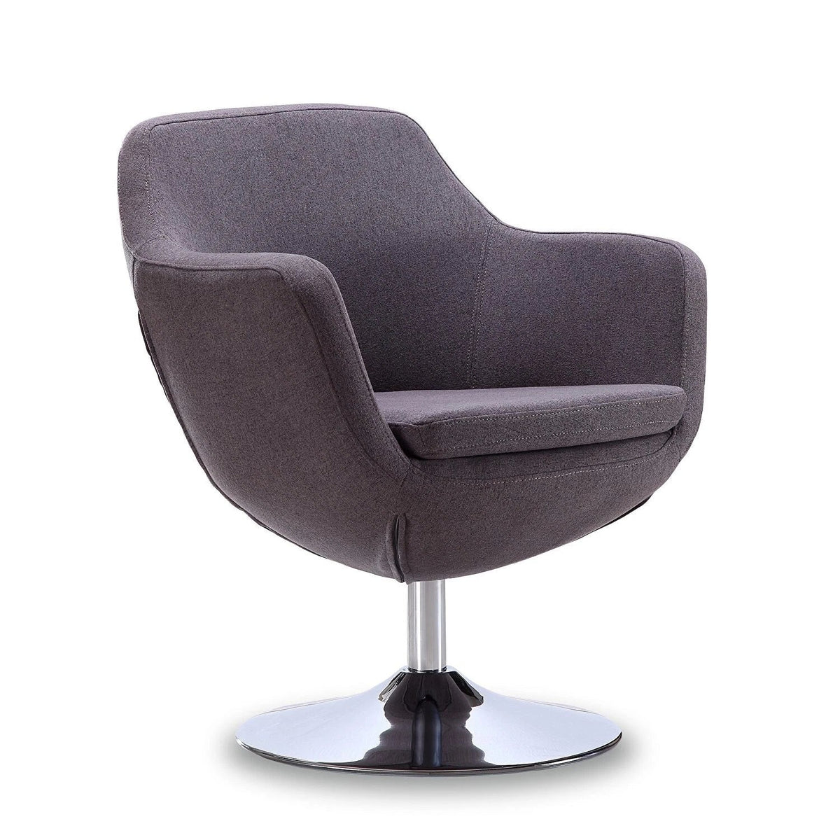 Manhattan Comfort Caisson Faux Leather Swivel Accent Chair in Gray AC028-GY