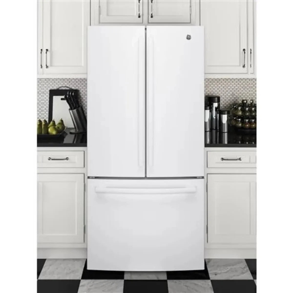 GE GWE19JGLWW 33" Counter Depth French Door Refrigerator 18.6 Cu Ft