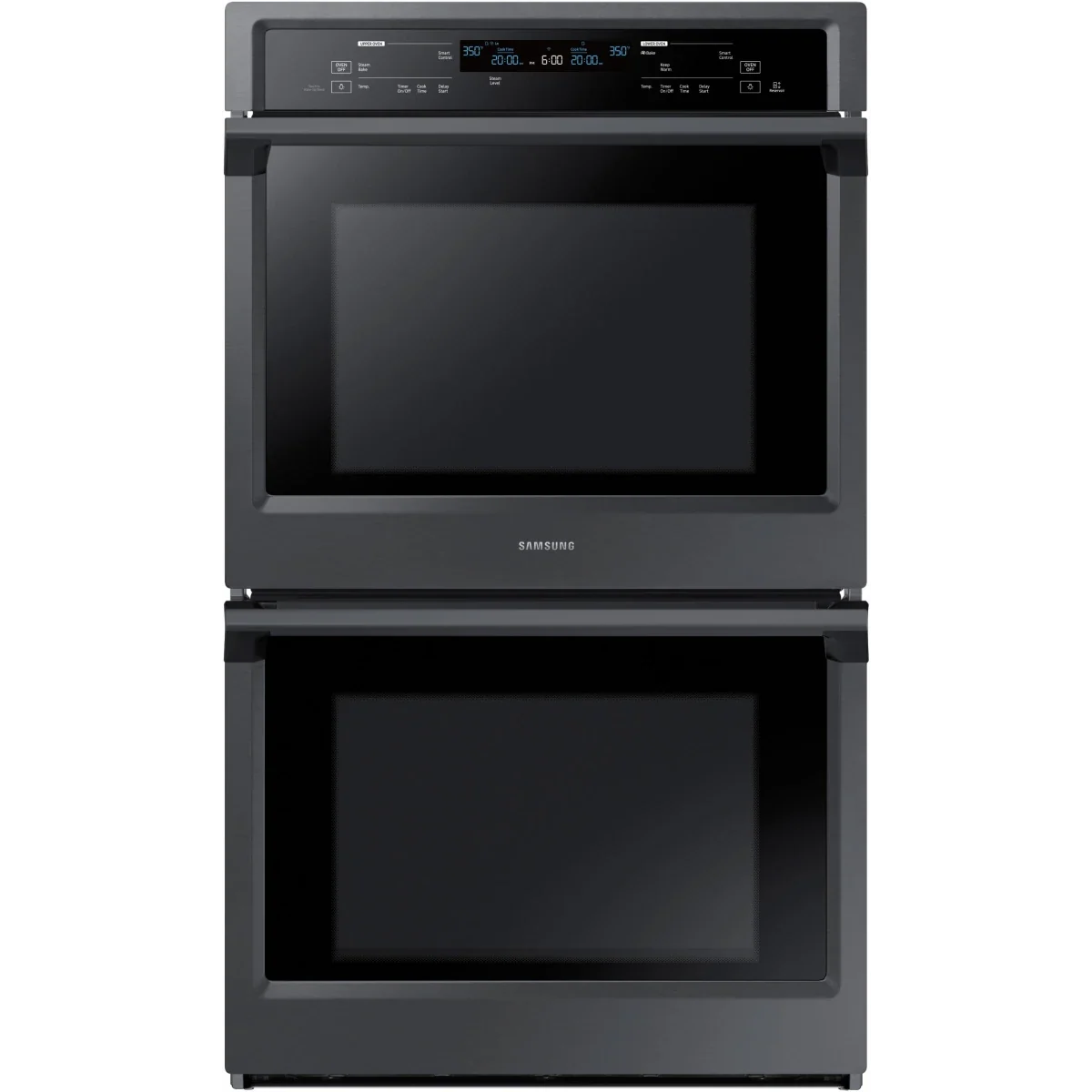 Samsung NV51K6650DG 30 Inch Electric Double Wall Oven with 5.1 cu. ft. Capacity, Steam Cook, Dual Convection, Rapid Preheat, Delay Bake, Electronic Touch Display, Wi-Fi Enabled Temperature Probe and Hybrid Self Clean: Black Stainless Steel