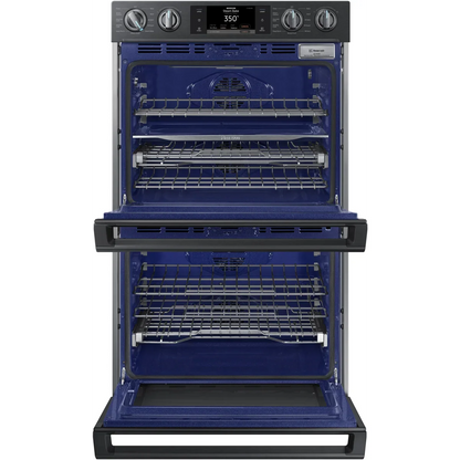 Samsung NV51K7770DG 30 Inch Electric Double Wall Oven with 10.2 cu. ft. Capacity, Steam Cook, Flex Duo with Smart Divider for 3 Separate Temperature Zones, Dual Convection, Rapid Preheat, Wi-Fi Probe and Soft Close Door: Black Stainless Steel