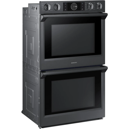 Samsung NV51K7770DG 30 Inch Electric Double Wall Oven with 10.2 cu. ft. Capacity, Steam Cook, Flex Duo with Smart Divider for 3 Separate Temperature Zones, Dual Convection, Rapid Preheat, Wi-Fi Probe and Soft Close Door: Black Stainless Steel