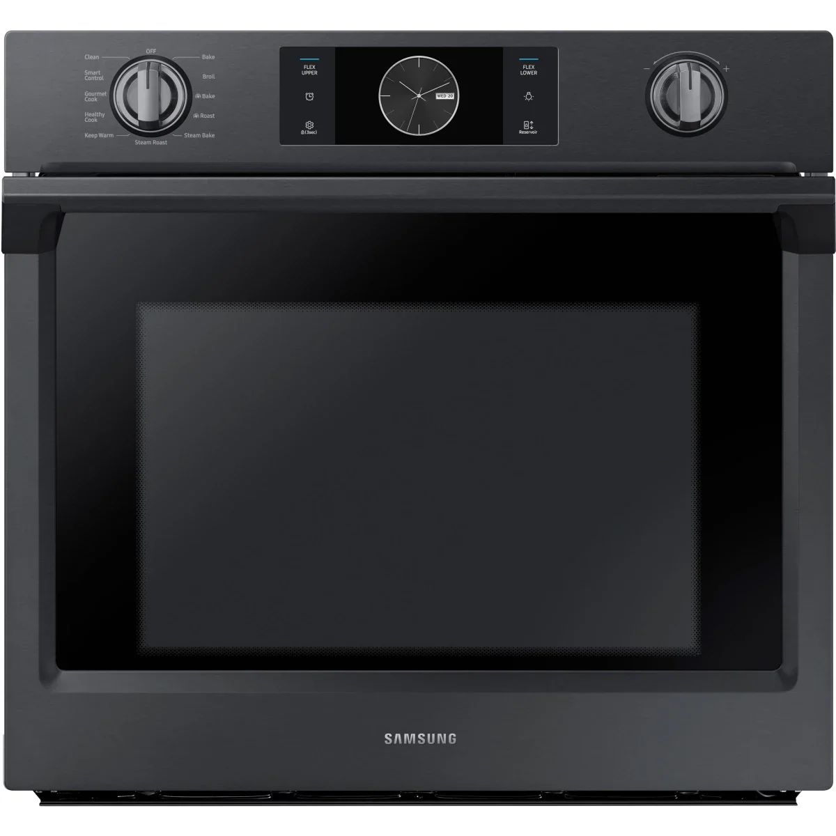 Samsung NV51K7770SG 30 Inch Wall Oven with 5.1 cu. ft. Capacity, Steam Cook, Flex Duo with Smart Divider for 2 Separate Temperature Zones, Convection, Rapid Preheat, Combination Digital/Analog Controls, Wi-Fi, Probe and Sabbath Mode: Black Stainless Steel