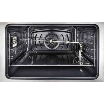 Ilve Majestic II Collection UMI30NE3WHG 30 Inch Freestanding Induction Range with 4 Elements, 3 Cu. Ft. Capacity, Storage Drawer, Self-Clean, and Convection Oven: White, Brass Trim