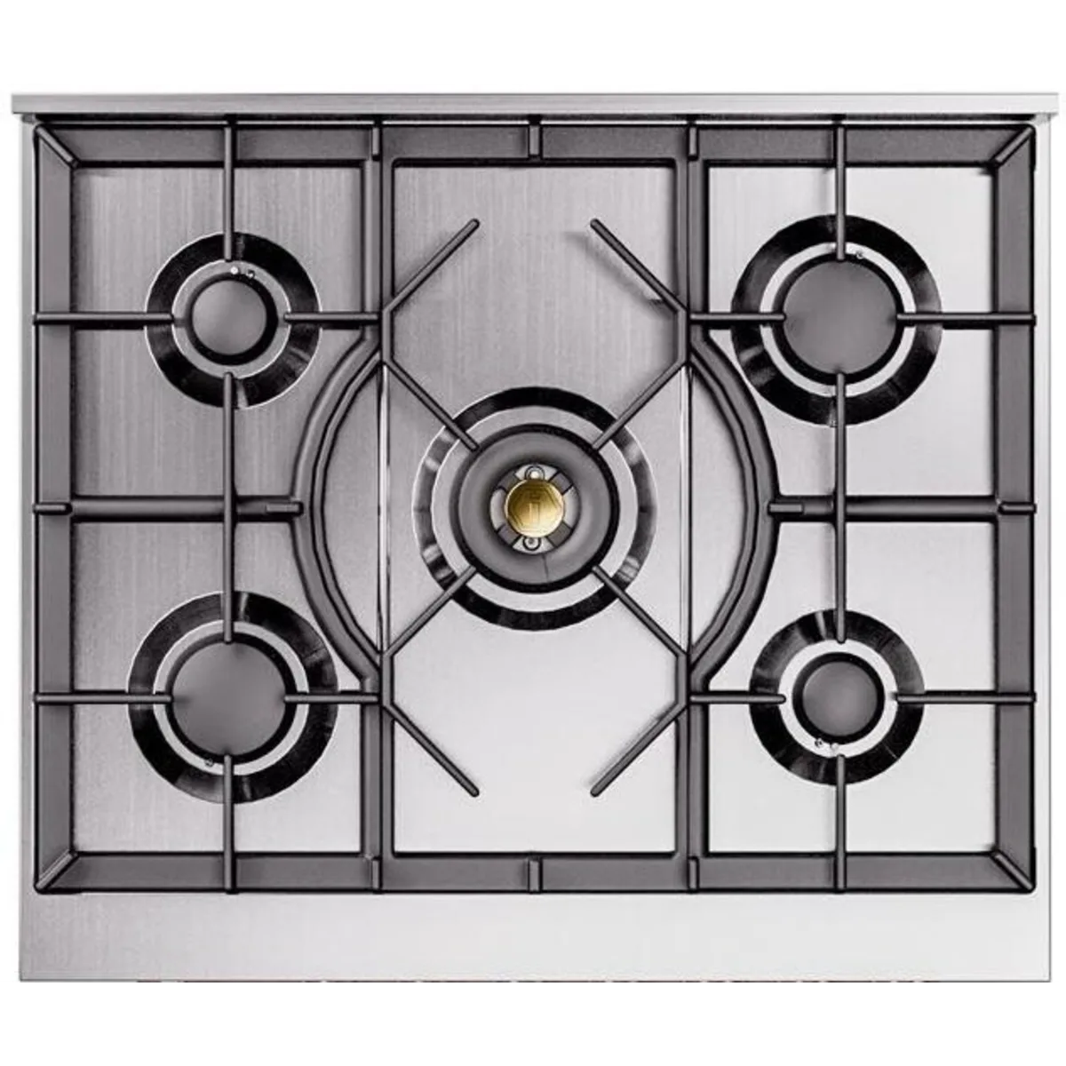 Ilve Nostalgie II Collection UP30NMPWHG 30 Inch Freestanding Dual Fuel Range with 5 Sealed Burners, 4 cu. ft. Oven Capacity, Storage Drawer, and Quick Start: White, Brass Trim - NG